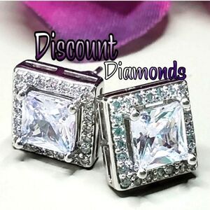 Clear White Halo Cl2 Ct. Moissanite Stud Back Earrings on 925 Silver